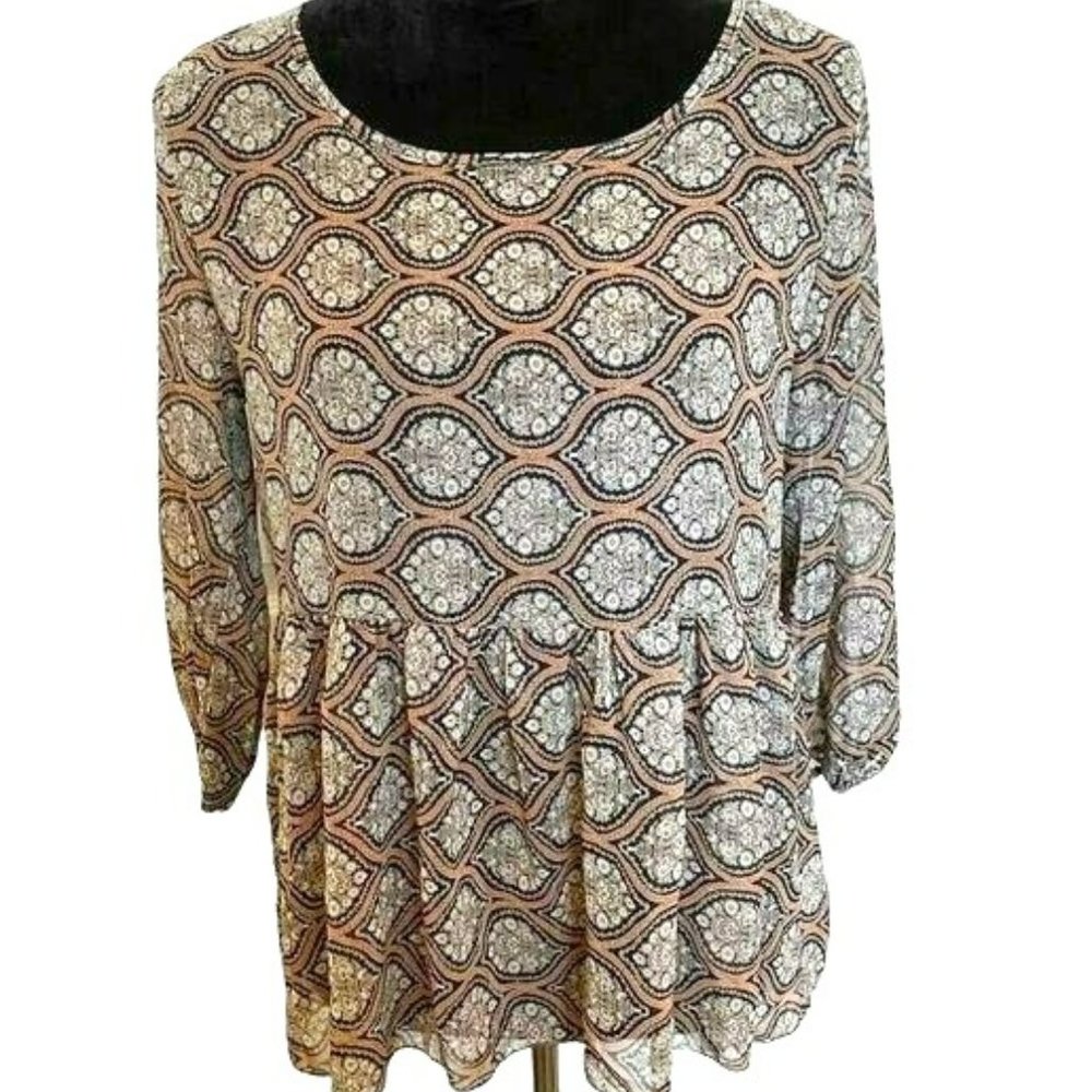 Tea N Rose Vtg. Boho Style Sheer Peplum Top S Y2K Forest Fairy Whimsigoth Hippie